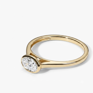Bague classique pour femme LILABA ENTERPRISE en or jaune 18 carats avec diamant de laboratoire taille ovale East West, certifiée IGI, bijou à porter au quotidien - Product Image 1