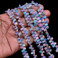 Perles violettes en opale naturelle éthiopienne de qualité supérieure, forme poire lisse, 6 pouces (environ 4,5x6,5-13x9 MM), faites à la main par un tiers
