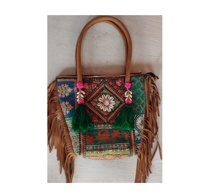 Bohemian Beaded Flowers <b>Handbag</b> Embroidered Patchwork Shoulder Bag Tassels <b>Small</b> Capacity Zipper Closure Fashion - Product Image 1