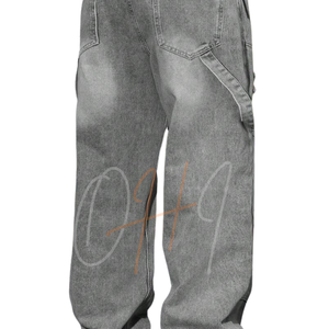 กางเกงยีนส์คาร์โก้สีเทาฟอกทรงหลวม น้ำหนักเบา สไตล์สตรีทแวร์ หลายกระเป๋า ขาดๆ แบบวินเทจ ฮิปสเตอร์ - Product Image 2