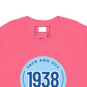T-shirt unisexe bleu à motif rose vif, col rond, coton doux, manches courtes, décontracté, mode quotidienne, streetwear - Product Image 3