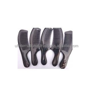 Peine pequeño con mango trasero de carbono negro, peine de plástico con cuerno de color natural, para cabello y barba, superventas - Product Image 6