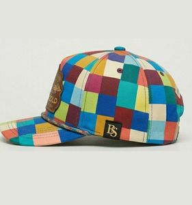 Checkered <b>Snapback</b> <b>Cap</b> 6-Panel Adjustable Unisex Fashion Hat Embroidered Bujang Logo Front Panel Casual Spring Summer - Product Image 4