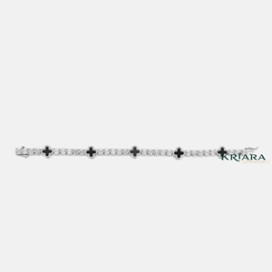 Men's S925 <b>Silver</b> Moissanite Tennis <b>Bracelet</b> Round Brilliant Cut <b>Cross</b> Design Rhodium Plated Luxury Jewelry - Product Image 4