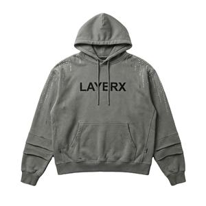 Sweat-shirt streetwear pour femme, poids lourd, délavé à l'acide, en molleton de coton 500 g/m², avec strass, effet 3D en relief, effet vieilli, pull, vente en gros, personnalisable - Product Image 1