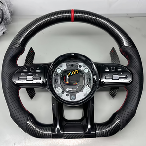 Volant en cuir perforé DOS pour <span class=keywords><strong>Mercedes</strong></span> Benz GLA 250 GLB 200 <span class=keywords><strong>GLC</strong></span> 300 GLE <span class=keywords><strong>250d</strong></span> GL 550 G 63 Volant en fibre de carbone - Product Image 5