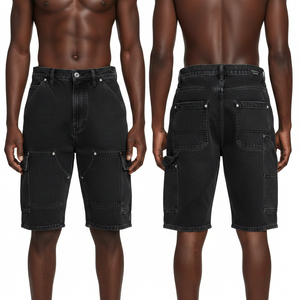 Pantalones cortos de mezclilla personalizados de cintura media para hombre, pantalones cortos de mezclilla estilo carpintero, pantalones cortos de mezclilla casuales de verano para mujer - Product Image 1