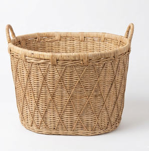 Cesta grande de mimbre de ratán natural tejida a mano, cesta de almacenamiento grande, cesta para la ropa sucia, estilo elegante, decoración para el hogar - Product Image 1
