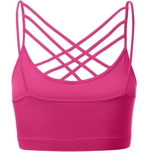 Women Custom <b>Strappy</b> Cross Back Sports Bra Padded Yoga Gym Fitness Workout Activewear <b>Top</b> Wholesale OEM Athletic Training Bra - Product Image 6