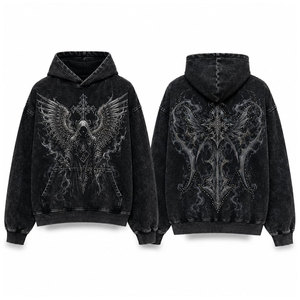 เสื้อฮู้ดดี้ลายไทได Chaotic Mind สำหรับผู้ชาย ทรงโอเวอร์ไซส์ สไตล์สตรีทแวร์ ผ้าฝ้ายเฟรนช์เทอร์รี่ พิมพ์ลาย ระบายอากาศได้ดี ทรงปกติ ล้างสีแบบ Acid Wash - Product Image 4