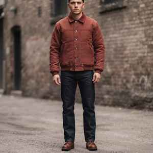 Chaqueta de trabajo de lona roja para hombre, de algodón, para invierno, de alta calidad, con cremallera, informal, para exteriores. - Product Image 4