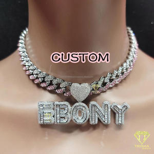 Luxury " EBONY " Letter Pendant <b>Chain</b> Moissanite Diamond Custom <b>Name</b> Necklace Hip Hop Bling Jewelry Gift - Product Image 6