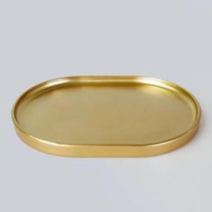 Plateau de service festif en laiton, plat décoratif en métal, vaisselle élégante pour mariage, dîner, fête, hôtel, restaurant, traiteur, célébrations - Product Image 1