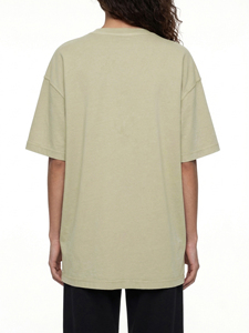 Camiseta Oversize de Cuello Redondo para Mujer, Color Sólido, Corte Holgado, Manga Corta, 100% Algodón Jersey, Transpirable, Lavado Ácido, 220g, Todas las Temporadas - Product Image 4