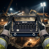 Control Remoto Hidráulico de Doble Batería y Larga Duración, 7 Palancas, 36H de Autonomía con una Sola Carga para Trabajos de Doble Turno en Construcción NM-048