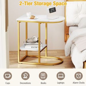 Tavolo da tavolo moderno in finto marmo con ripiano per mobili da salotto - Product Image 4