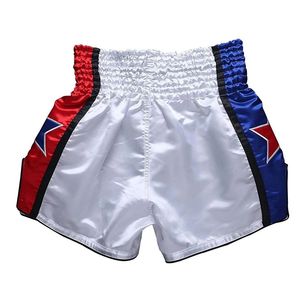 Pantalones Cortos de Muay Thai Blancos, Rojos y Azules, Estampados en Serigrafía, de Poliéster, para Hombres, Ropa de Artes Marciales, Corte Regular, Talla Adulto, Personalizados para MMA y Kickboxing - Product Image 6