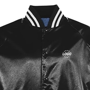 Wholesale New Fashion Style Streetwear Satin <b>Jacket</b> Satin Breathable Plain Custom Logo <b>Men</b> Satin <b>Jacket</b> Outerwear Solid Color - Product Image 2