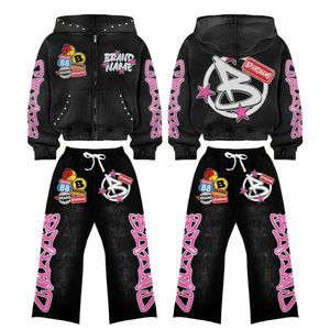 Chándal Personalizado con Lavado Ácido y Serigrafía de Pedrería, Tejido de Calidad Premium, Pedrería de Alta Calidad, Diseño Personalizado Unisex - Product Image 1