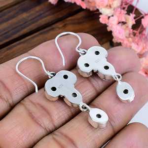 Buffalo Turquoise <b>Sterling</b> <b>Silver</b> <b>Stud</b> Earrings, White Black Gemstone Boho Southwestern Jewelry, Gift for Her - Product Image 3