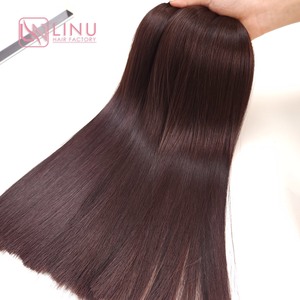 Prix usine 100% brut vierge vietnamien trame humaine dentelle perruque os droit brun foncé couleur Super Double dessiné Extensions de cheveux - Product Image 6