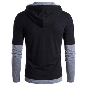 <b>Men's</b> Casual 100% Cotton Fleece Hooded Sweater 2-Color Solid Pattern Lined Design Winter Season Plain Dyed Polyester/Cotton - Product Image 6