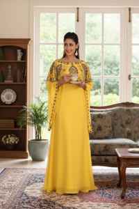 Ensemble 2 pièces de luxe AWAIS HOUSE pour femmes musulmanes, robe longue en velours uni perlé, coupe trapèze, lavable, vente en gros - Product Image 3