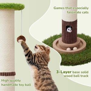 Griffoir pour chat de grande taille avec jouet à balle sur rail, robuste, plus épais, grand diamètre, en sisal naturel, pour intérieur - Product Image 5