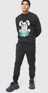 Sweat-shirt unisexe noir à capuche en molleton 100 % coton anti-plis, coupe classique, tricoté, décontracté, pour l'automne, avec logo frontal - Product Image 1