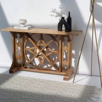 Table console en bois Vandana Lunaris Pebble, mobilier d'appoint minimaliste moderne en bois massif