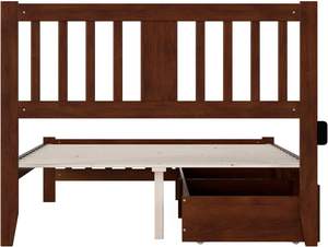 Lit complet en noyer fait à la main au design traditionnel avec marchepied et 2 tiroirs pour un usage domestique Style panneau de bois pour votre chambre - Product Image 5