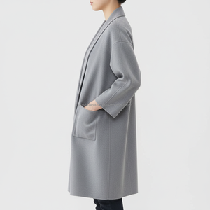 Women's <b>Long</b> Overcoat Grey <b>Waterproof</b> Quick Dry Custom OEM Wholesale - Product Image 2