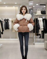 Veste d'hiver pour femme en coton tricoté, réversible, écologique, imperméable, coupe-vent, épaisse, avec garniture en peau de vache, à capuche, matelassée, amovible