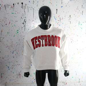 Sudadera WESTBROOK BLANCA con Cuello Alto, 100% ROJA, Apliques Bordados, Cuello Ancho, Hilos Finos - Product Image 6