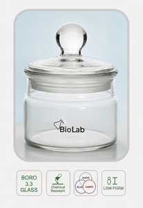 Frasco de Pesaje de Vidrio Borosilicato, Forma Baja, Recipiente de Laboratorio Resistente a Químicos, Contenedor de Almacenamiento de Muestras de 1000 ml, Modelo 1306 Biolab - Product Image 3
