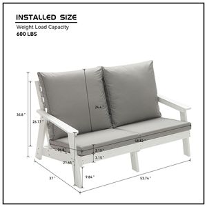 Canapé d'extérieur HIPS avec coussin, design imitation bois, coloris blanc/gris - Product Image 4