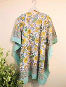 Beautiful 100% Pure Cotton <b>Kaftan</b> Bird & Floral Print Indian Cotton <b>Kaftan</b> Summer Breathable Vacation Dress Bohemian <b>Kaftan</b> - Product Image 5