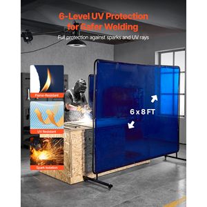 Telo Protettivo per Saldatura Personalizzabile 6 x 8 FT, Telaio in Vinile Ignifugo, Tende di Sicurezza Bloccabili e Girevoli per Protezione Sicura - Product Image 2