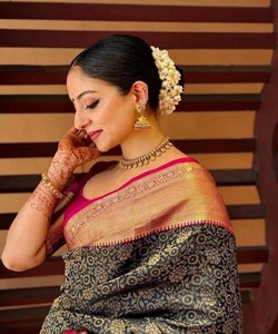 Le plus populaire KP 6091 Saree de travail long en jacquard de soie LICI à séchage rapide, avec chemisier non cousu, pour tenue de fête, prix de gros, ethnique - Product Image 4