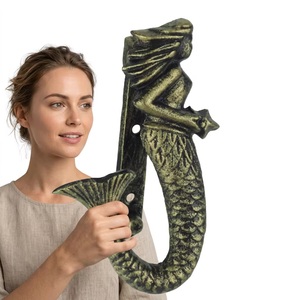 Mermaid <b>Door</b> Knocker Zinc Alloy Coastal Design Durable Exterior Use with Screws - Product Image 1