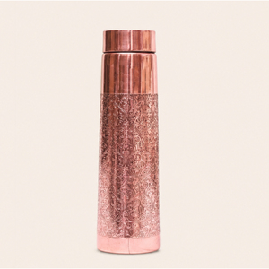 Handcrafted Pure Copper Water <b>Bottle</b> with Intricate Taper Etched Floral Design Ayurvedic Leak-Proof Yoga <b>Flask</b> In Lowest Price - Product Image 1