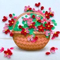 Panier de fleurs en quilling, carte de vœux faite à la main, enveloppe, art du papier quilling, spécial Vietnam, toutes occasions, cadeaux artisanaux en papier
