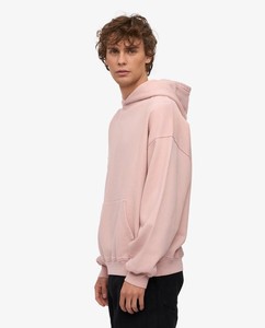 Men's Oversized Hooded <b>Sweatshirt</b> Faded Pink Cotton Fleece Casual Autumn Wear - Product Image 2