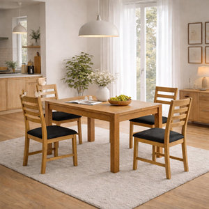 Modern <b>Wood</b> <b>Dining</b> <b>Table</b> Set with 4 Slat Back Chairs Scandinavian Design <b>Extendable</b> Home Furniture for <b>Dining</b> Room - Product Image 6