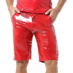 Shorts en cuir pour hommes de couleur rouge brillant, qualité supérieure, service OEM ODM, meilleur fournisseur, prix de gros, 2026 - Product Image 1