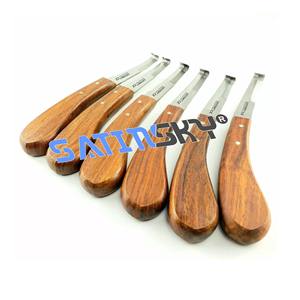 Instrument vétérinaire pour sabots de cheval, lame en acier inoxydable à double tranchant de 8,5 pouces, manche en bois, pour droitiers, lot de 6 pièces, soin des sabots, CE - Product Image 1