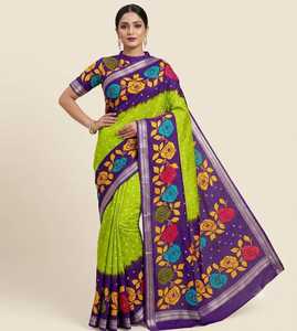 Sari en soie Dola douce imprimé Bandhni avec bordure tissée jacquard - Product Image 1