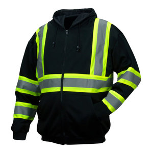 Outdoor Construction 350 GSM High Visibility Outdoor <b>Running</b> Hoodies Men Safety Security Reflective Zipper Hoodies Sweatshirts - Product Image 3