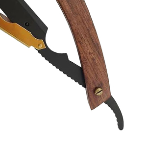 Navaja de Afeitar Recta de Acero Inoxidable con Mango de Madera Natural, Afeitadora Manual de Una Sola Hoja, Herramienta de Barbería Resistente al Óxido, Equipo de Afeitado - Product Image 4