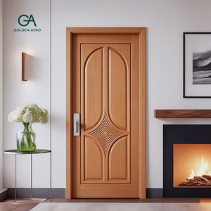 Puerta Corredera de Madera Sólida de Estilo Mid-Century con Tallado Geométrico para Hogares Contemporáneos, Fabricación Personalizada GA-28S - Product Image 2